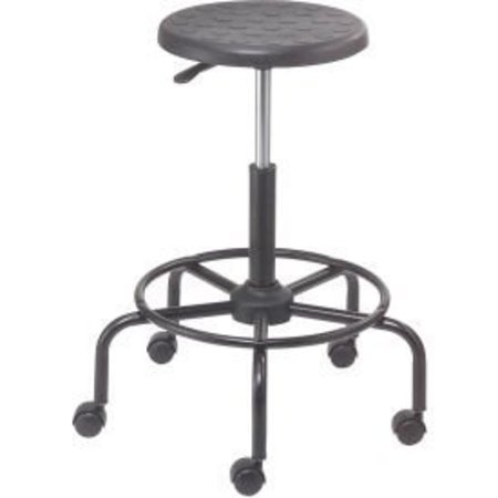 GLOBAL EQUIPMENT Interion    Shop Stool with Footrest - Polyurethane - Black A207TP